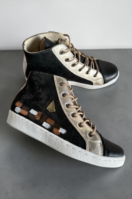 Bota Daria Negro Brillos Con Arte Bota Daria Negro Brillos Con Arte