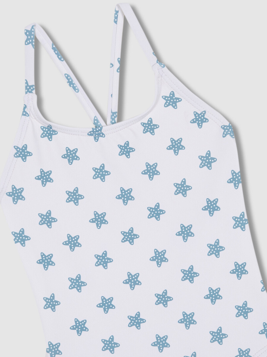 Traje De Baño Estampado Estrellas Blanco Roto