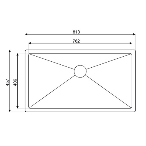 PILETA SIMPLE 40x76.2x24.2cm AC. INOX SS304 1.2MM C/DESAGUE Y VALVULA GRIS