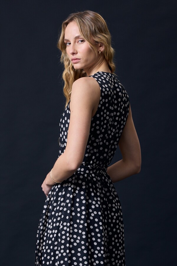 Vestido Maxi Lunares NEGRO/BEIGE