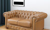 Sillón 100% Cuero - 2 Cuerpos - Chesterfield Camel
