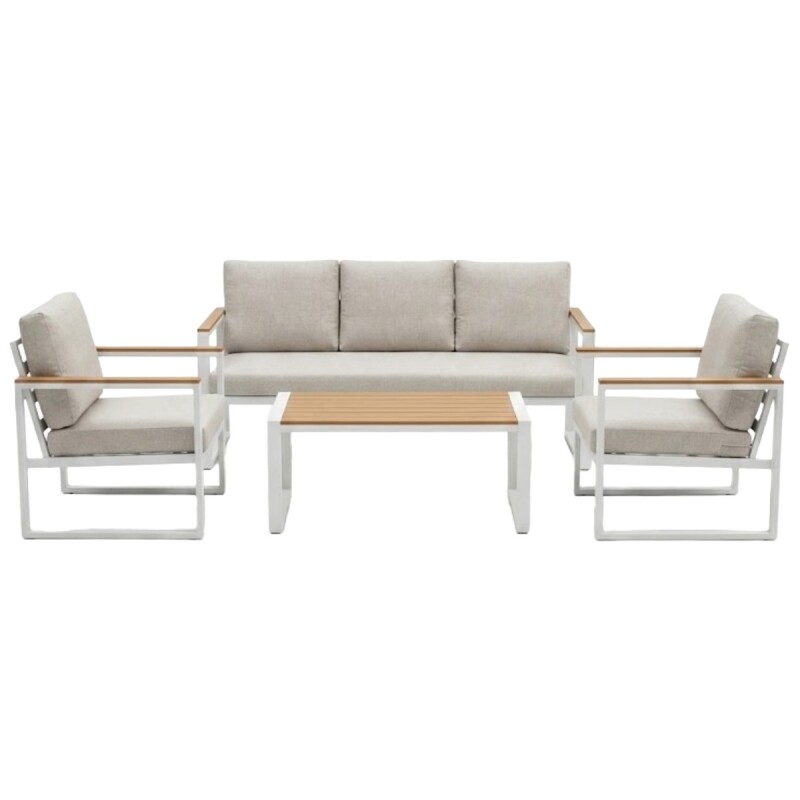 JGO DE JARDIN BCO C/ALMOHADONES BEIGE COMB 4PZAS Unica