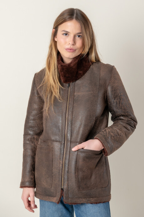 Borrego greta reversible Marron gastado