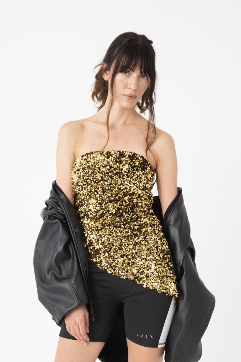 Top strapless asimétrico Oro