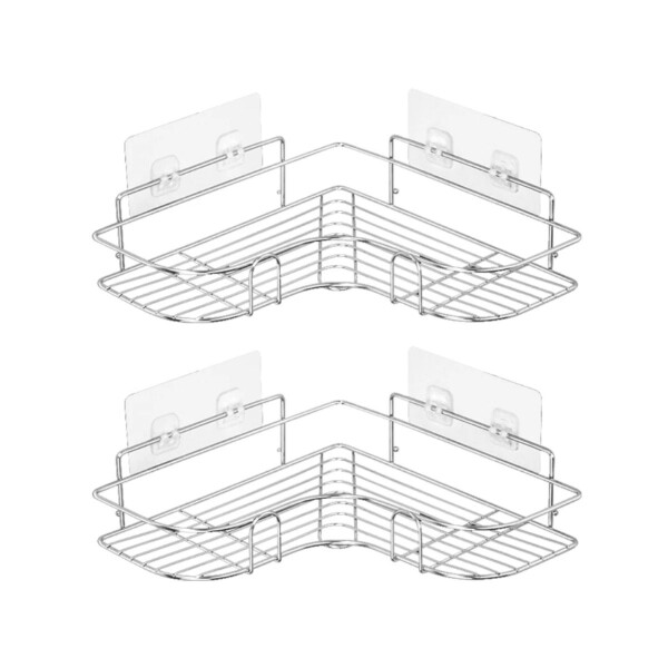 Organizador de Baño Esquinero Adhesivo Repisa de Ducha Set x2 Plateado BAN002 Organizador de Baño Esquinero Adhesivo Repisa de Ducha Set x2 Plateado BAN002