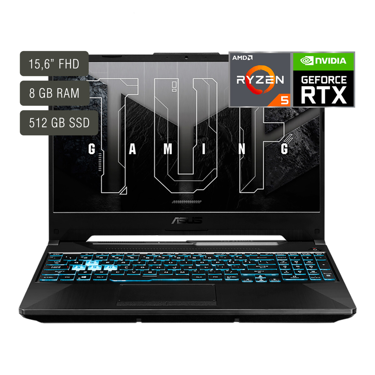 Notebook Gaming Asus Tuf 15,6'' Ryzen 5 8gb 512gb Win11 Rtx3050 