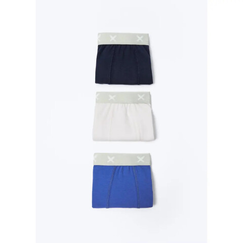 KIT COM 3 CUECAS BOXER MASC PRETO/BRANCO/AZUL