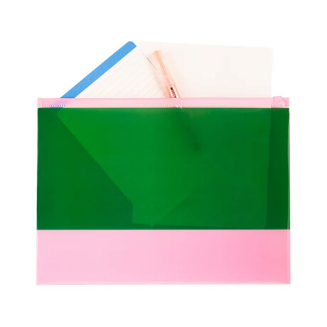 Sobre Zip Mooving A4 Verde y Rosado