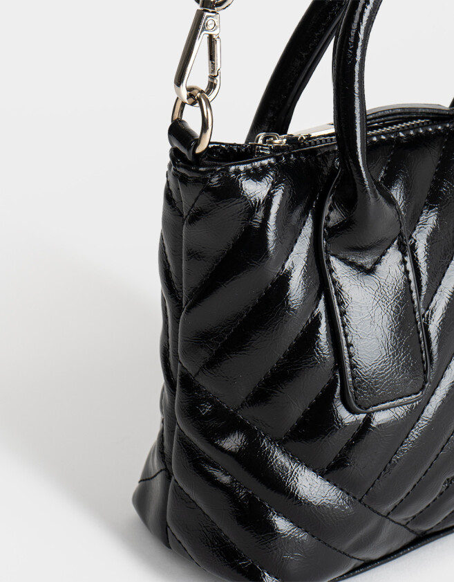 City Puffy Cartera City Efecto Craquelada - Negro