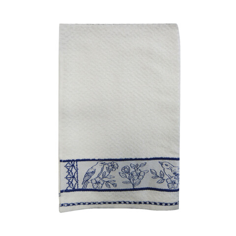 Repasador Jacquard para Bordar Dohler 45 cm x 70 cm 5973 PAJARO BCO