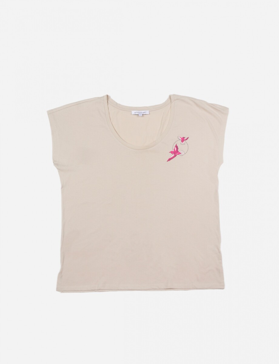 T-Shirt con detalle - BEIGE 