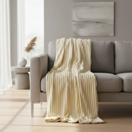 Manta Polar Velvet Fleece Frazada Pana Terciopelo 127x152cm Beige Claro