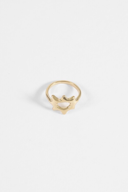 Anillo estrella hueco acero dorado