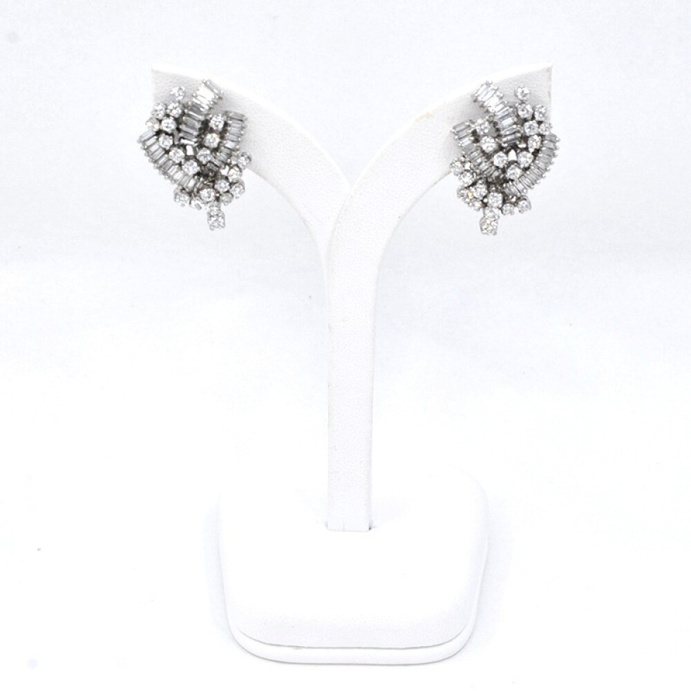 Caravanas En Oro 18K Blanco, Brillantes Y Madre Perla Caravanas En Oro 18K Blanco, Brillantes Y Madre Perla