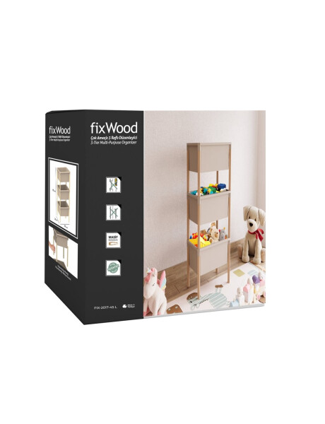 ESTANTERIA 3 CONTENEDORES 95x26x39CMS MADERA Y PP ESTANTERIA 3 CONTENEDORES 95x26x39CMS MADERA Y PP