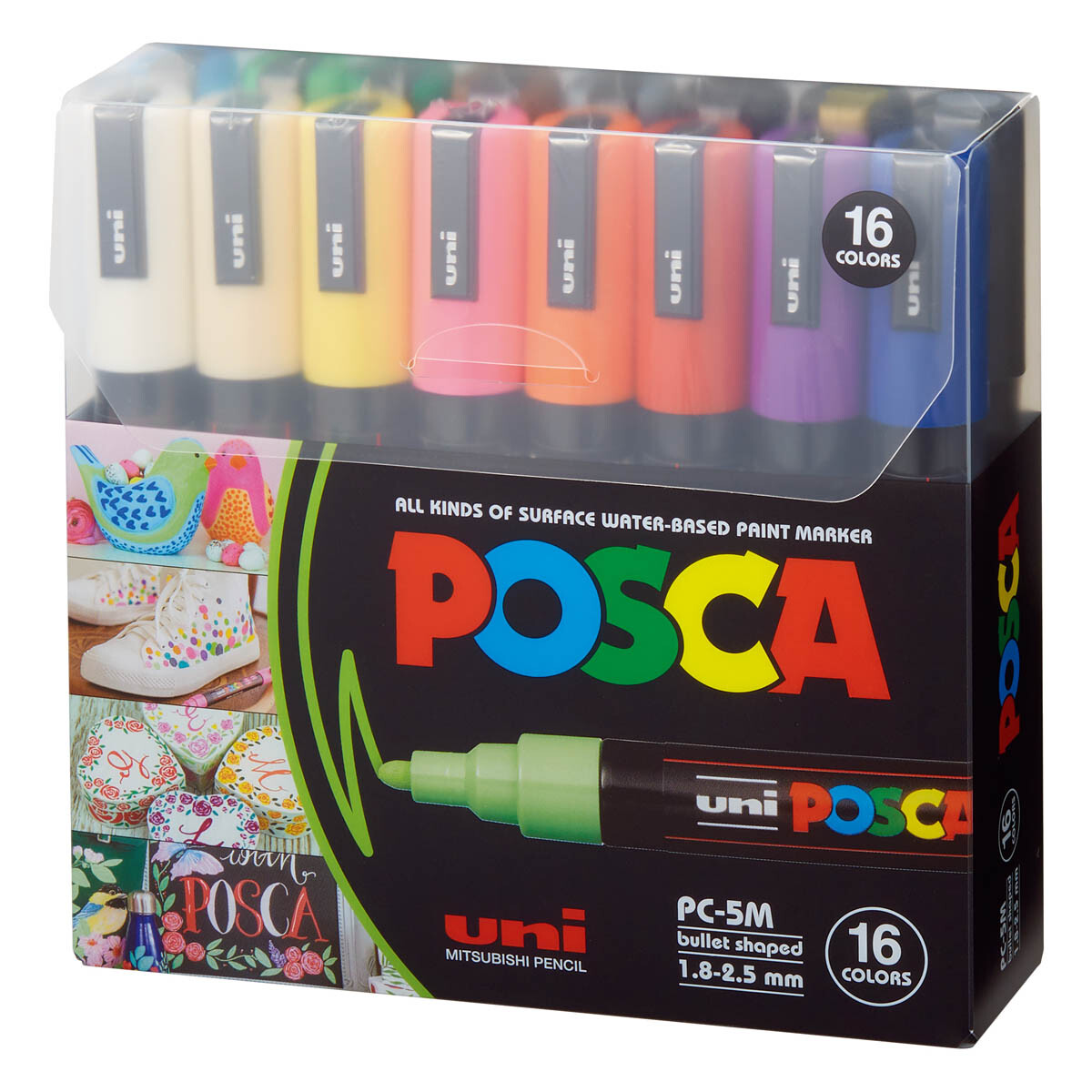 MARCADOR UNI POCSA 2.5MM 16 UNIDADES COLORES 