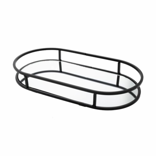 Bandeja Espejo Oval - 29x12x4cm - metal negro Bandeja Espejo Oval - 29x12x4cm - metal negro