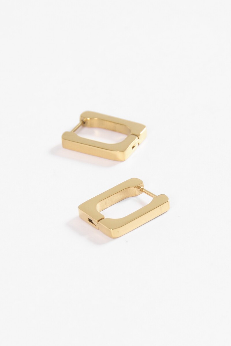Aros acero cuadrado dorado
