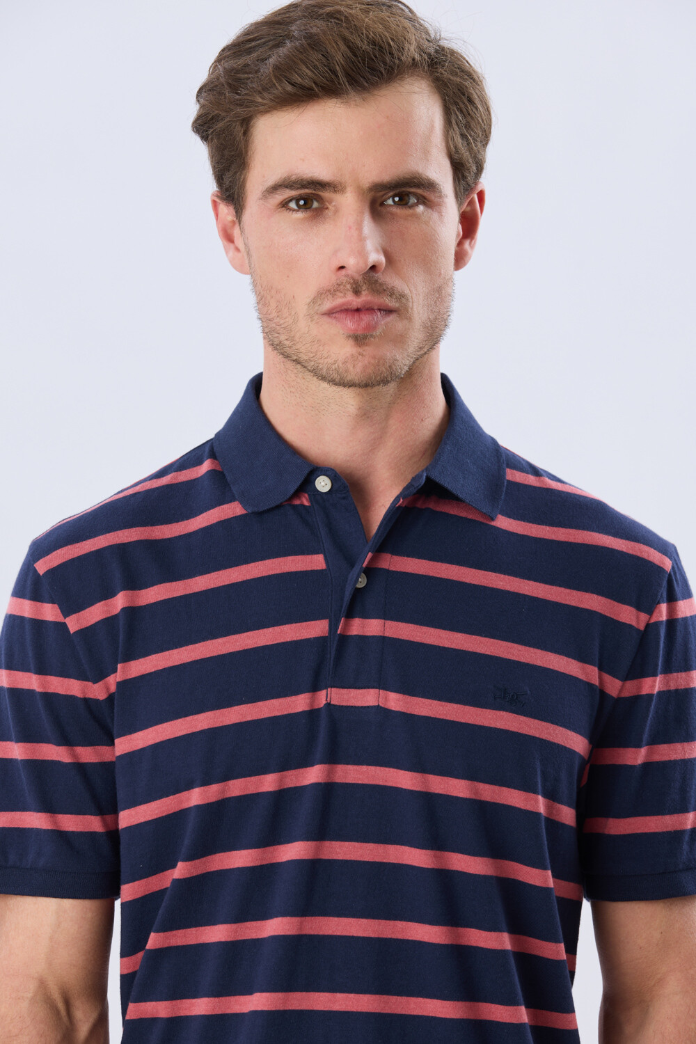REMERA POLO RAYADA JERSEY Azul