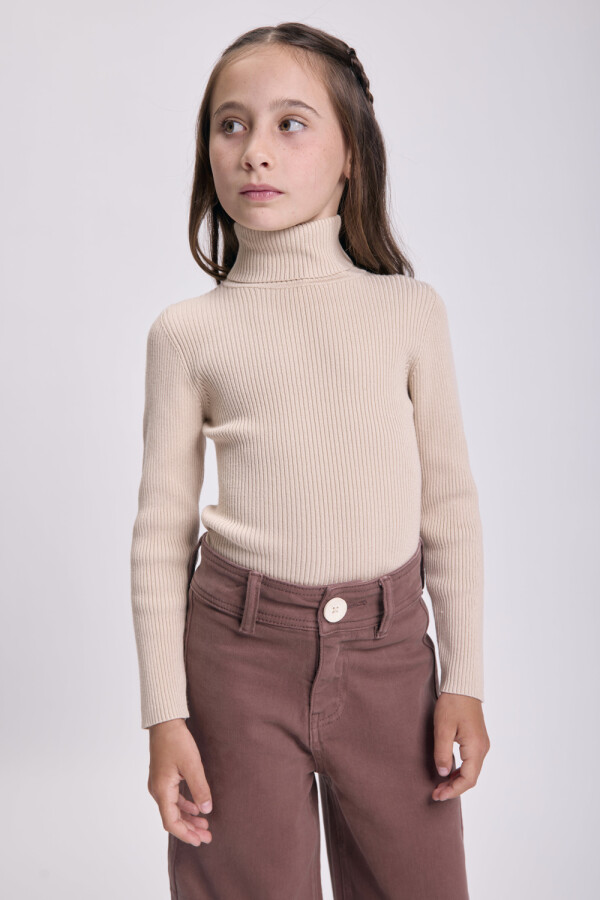 Polera punto rib Beige
