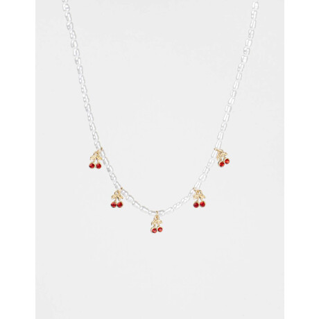 Collar Con Perlas ''cherry'' Dorado