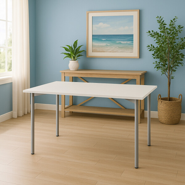 Mesa De Comedor Modelo Gitana, Rectangular Apta Para 6 Personas. BLANCO