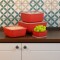 Kit x4 potes multiuso cuadrados ROJO