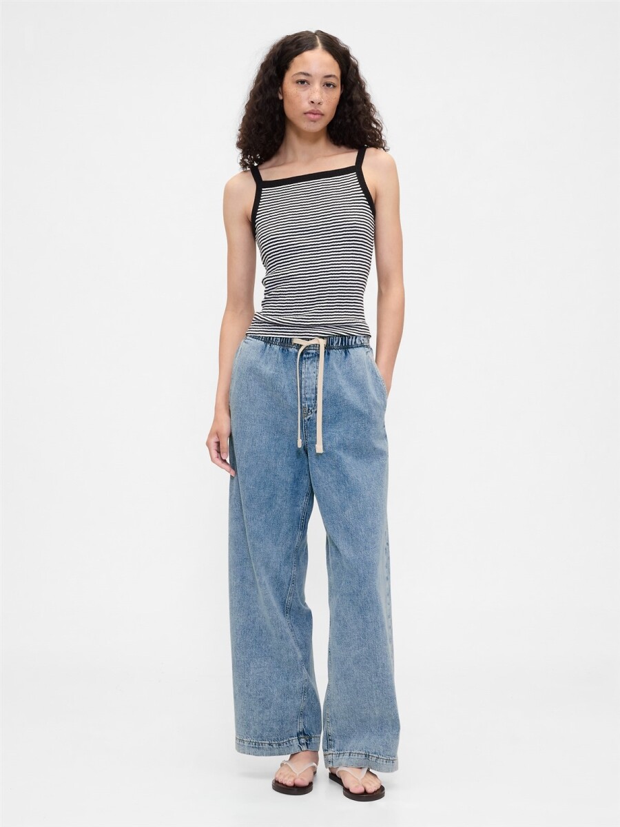 Jean Pull On Wide Leg Mujer - Light Wash 