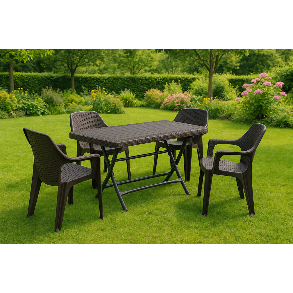 Set Mesa plegable + 4 Sillas Babel Negro