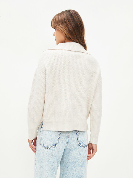 BUZO MECHA BEIGE MELANGE