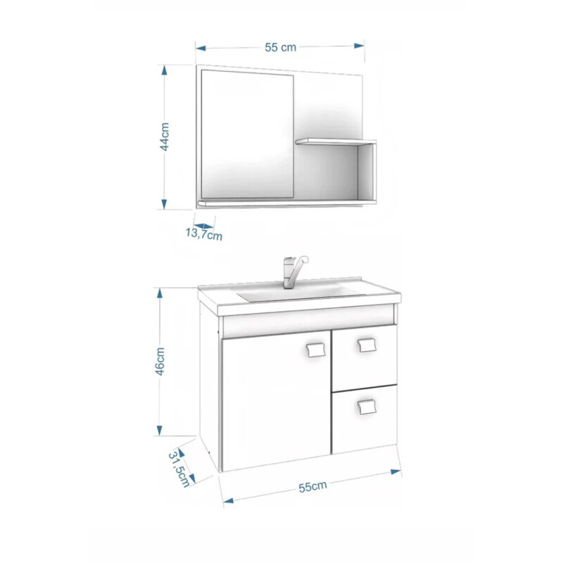 Mueble Para Baño Mgm Móveis Kit Hortencia Con Bacha Color Blanco Y Mueble Roble/blanco Mueble Para Baño Mgm Móveis Kit Hortencia Con Bacha Color Blanco Y Mueble Roble/blanco