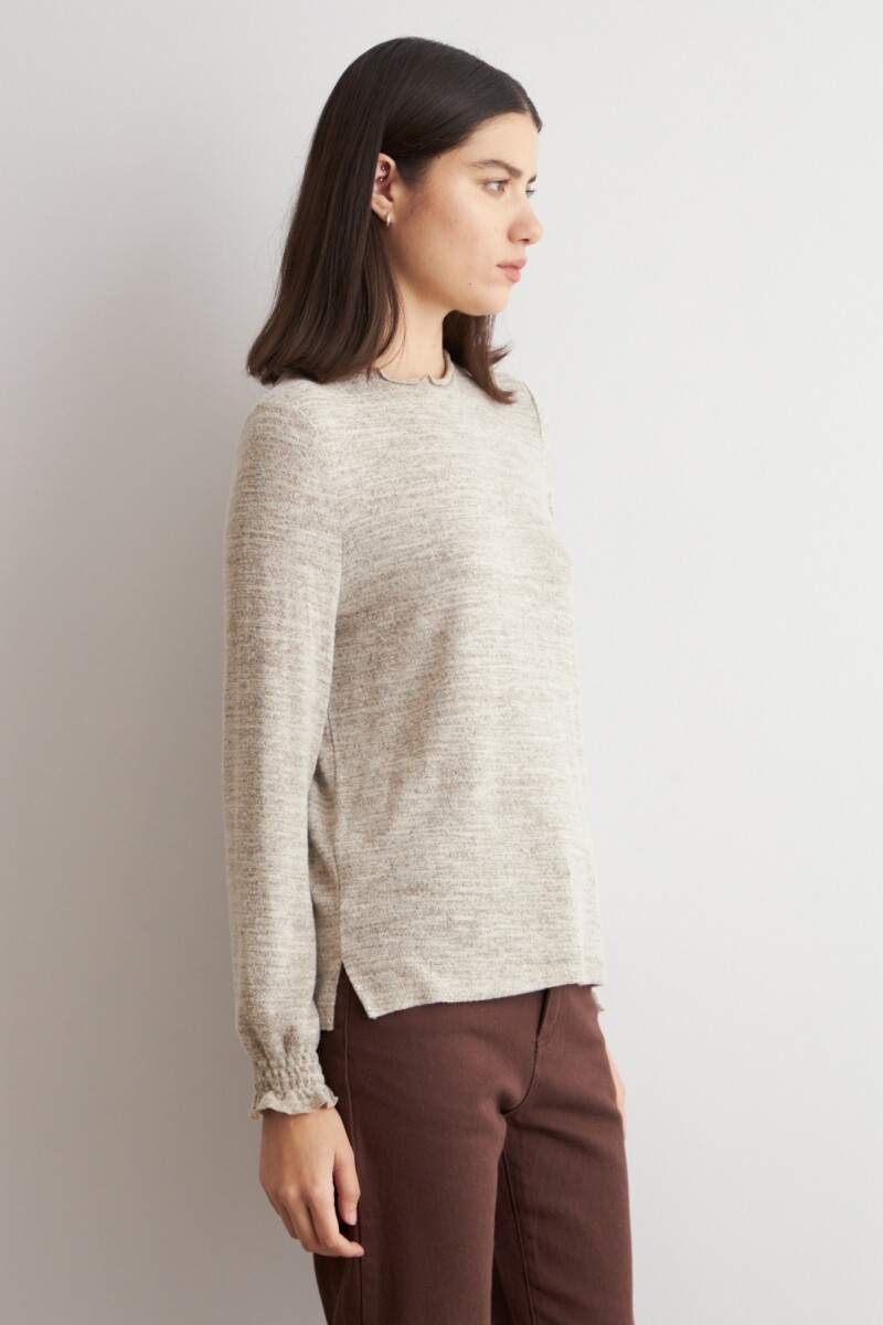 Media polera texturada beige melange