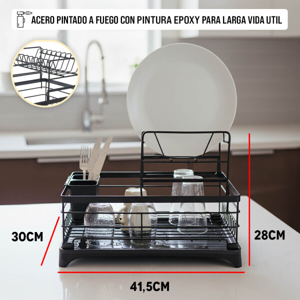 Escurridor Seca Platos Vajilla 2 Niveles Con Bandeja Drenaje Agua Cocina Imback Color Negro Escurridor Seca Platos Vajilla 2 Niveles Con Bandeja Drenaje Agua Cocina Imback Color Negro