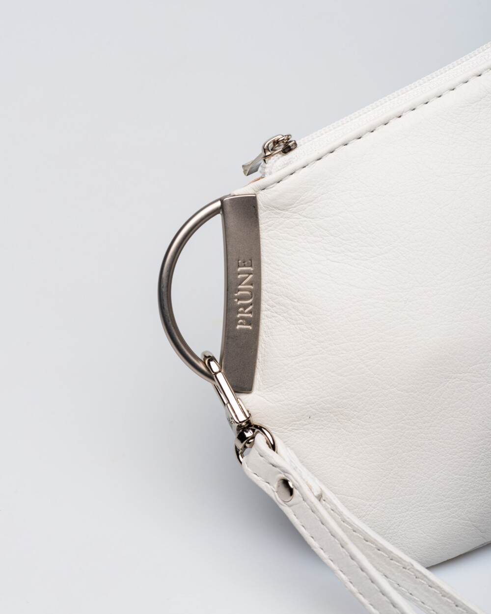 Porta cosméticos Katy en cuero graneado Blanco