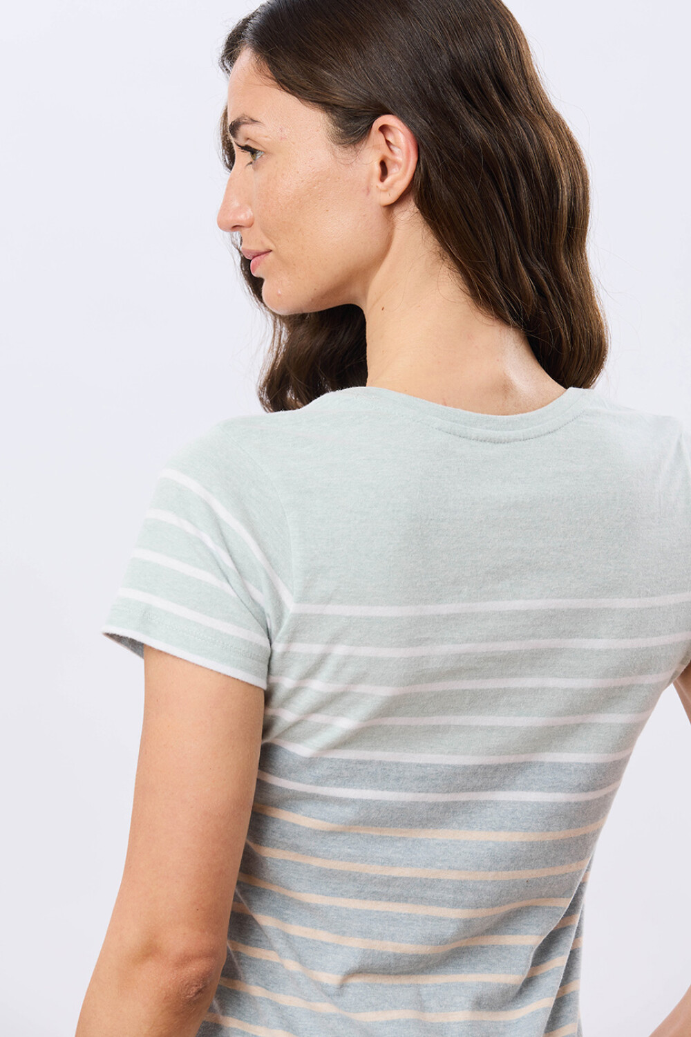 REMERA RAYADA DE ALGODÓN Pistacho