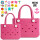 Set X2 Bolsos Carteras Compras Playera Goma +20 Pines Rosa