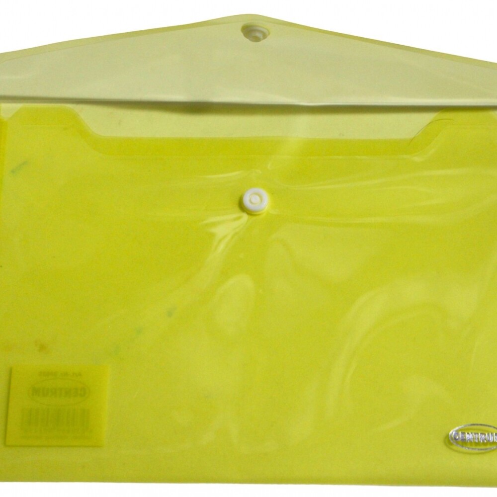 SOBRE CENTRUM TAMAÑO A5 DE PLASTICO CON BOTON COLOR AMARILLO
