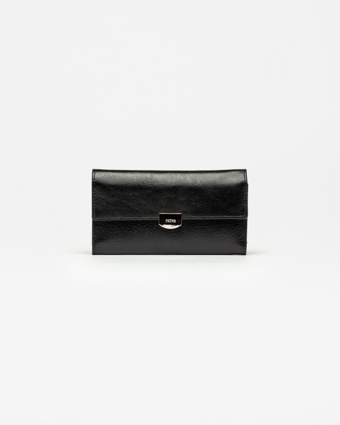 Billetera Dalia en cuero liso satinado Negro