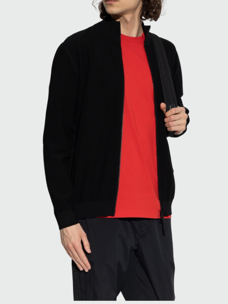 MONCLER - Cárdigan con cierre y parche de logo Negro