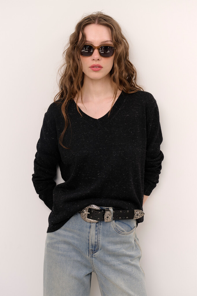 SWEATER V BOUTONE GRAFITO