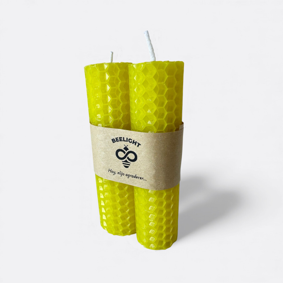 Vela De Miel Gruesa X2 De Colores - Amarillo 