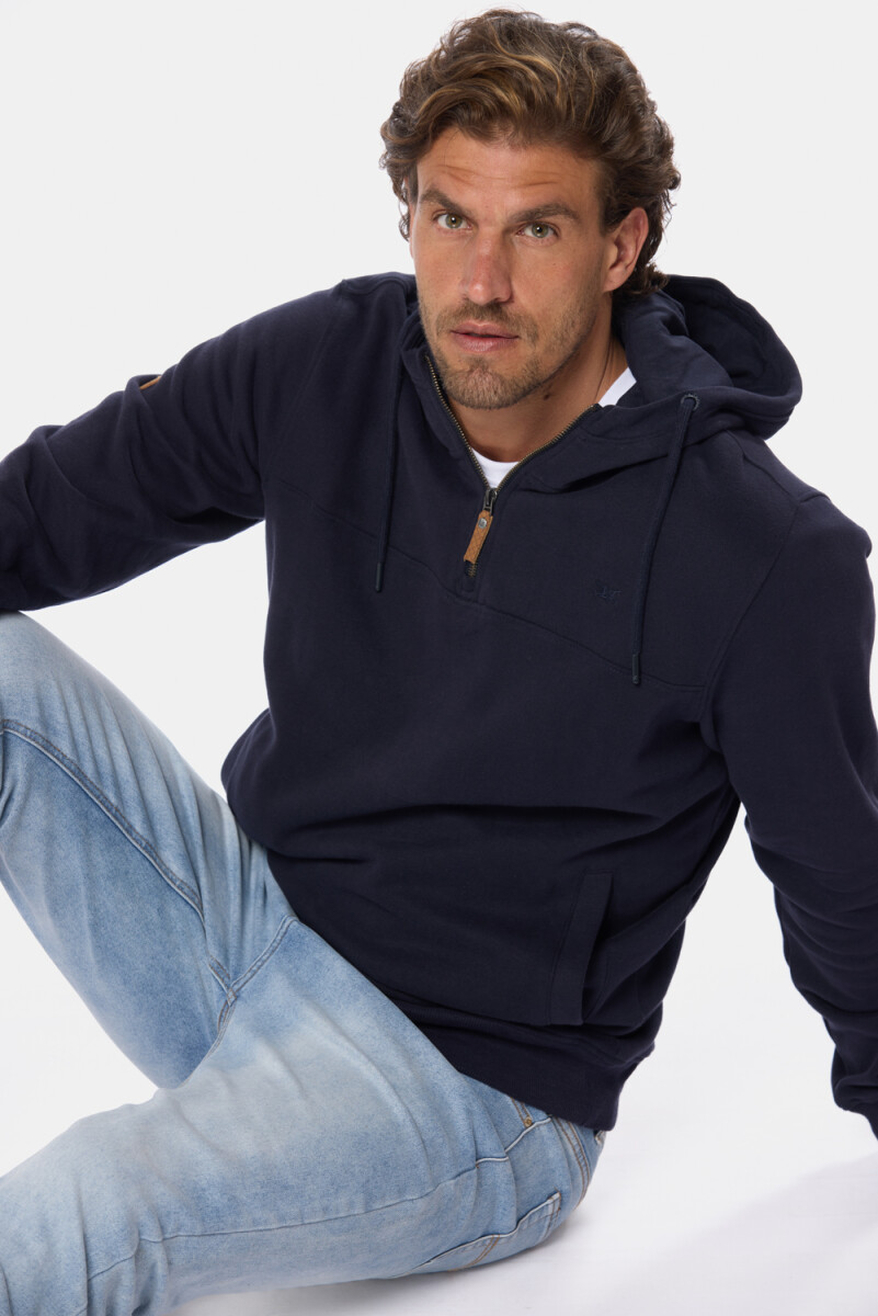 CANGURO DE FELPA MEDIO CIERRE - Azul 