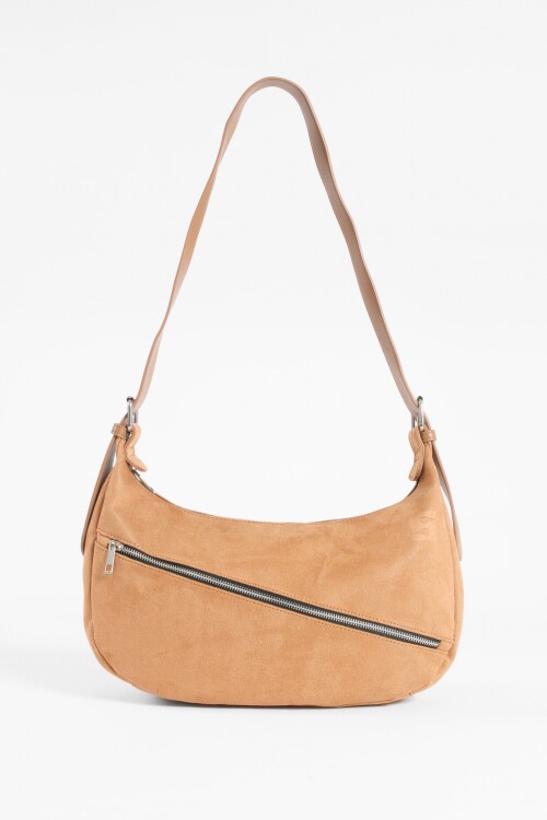 Bandolera simil suede marrón