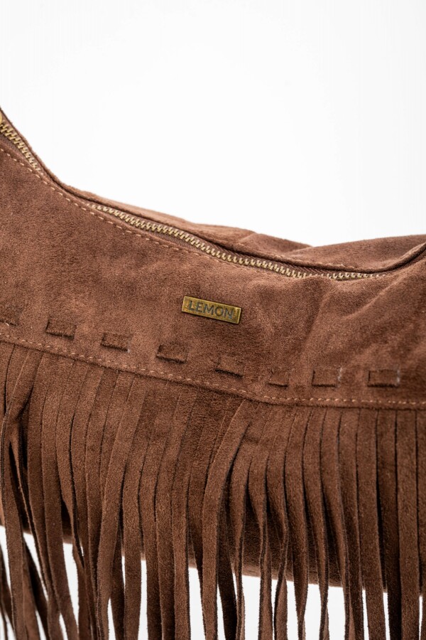 Cartera Flecos Gamuza Vegana Chocolate