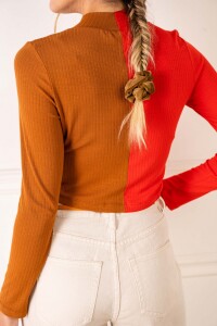 Top Polera Color Block Rojo