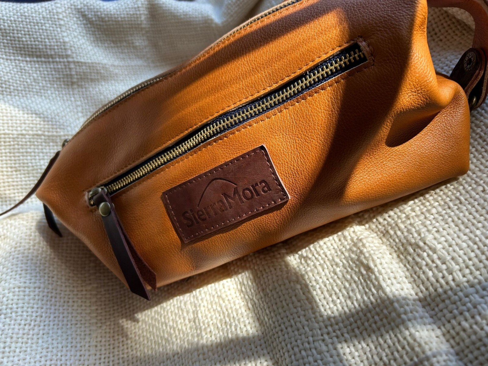 Necessaire de Cuero - Honey Blue Zip 