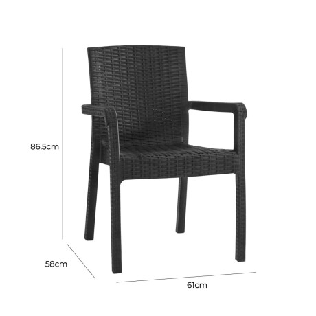 Silla Jardín Rattan Exterior Balcón Apilable UV 150k Negro