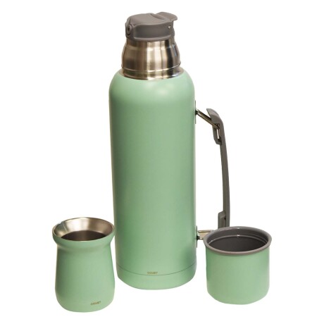Combo Comet en Acero Inox Termo 1Lt con Manija + Mate 160Ml Verde Claro