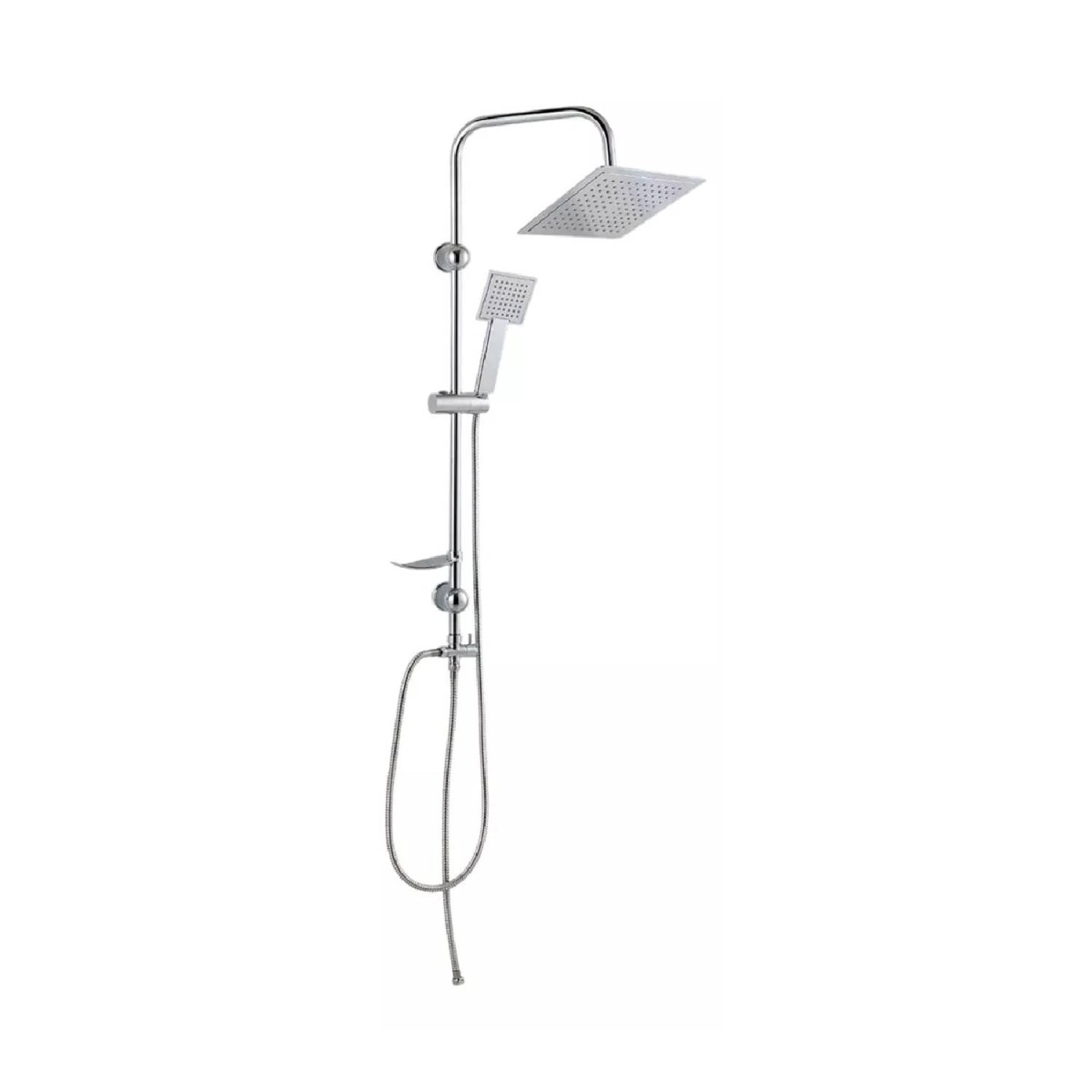 Barral columna cuadrada de ducha Acero Inox Ajustable Jabonero 