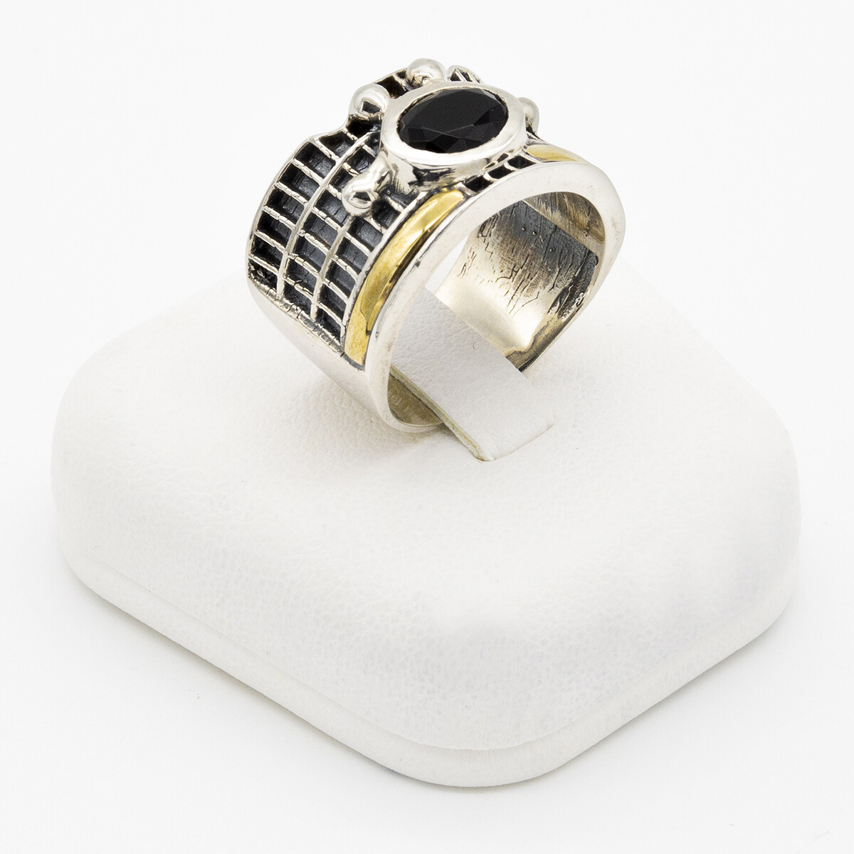 Anillo de plata 925, double en oro 18 ktes y circonias. 